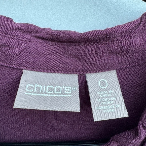 Chico’s Purple Rayon Collared Button Down Quarter Sleeve Blouse Top Size 0 US S - Picture 13 of 14